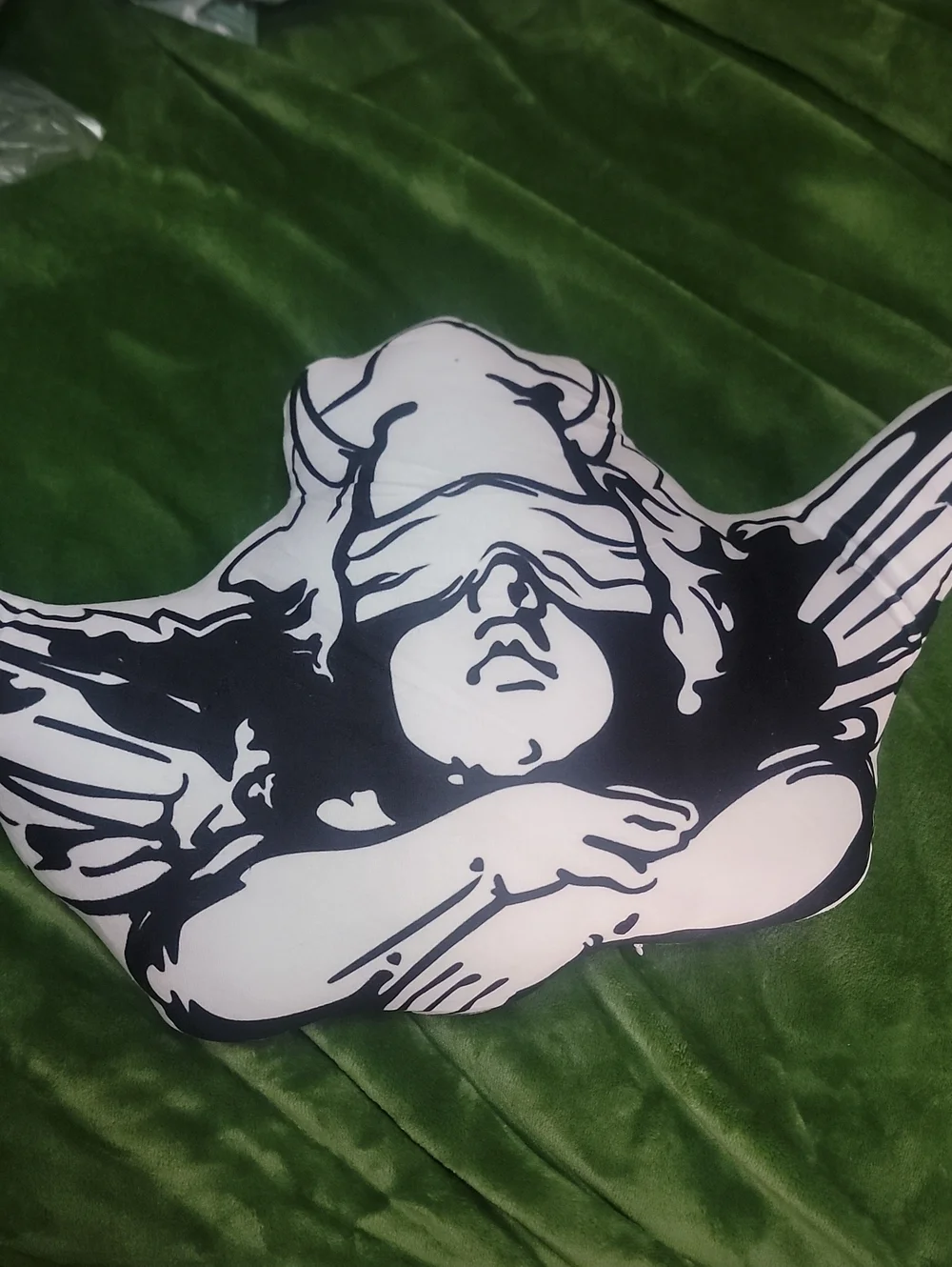 Boys Lie Throw Pillow Black and White Cherub Pillow